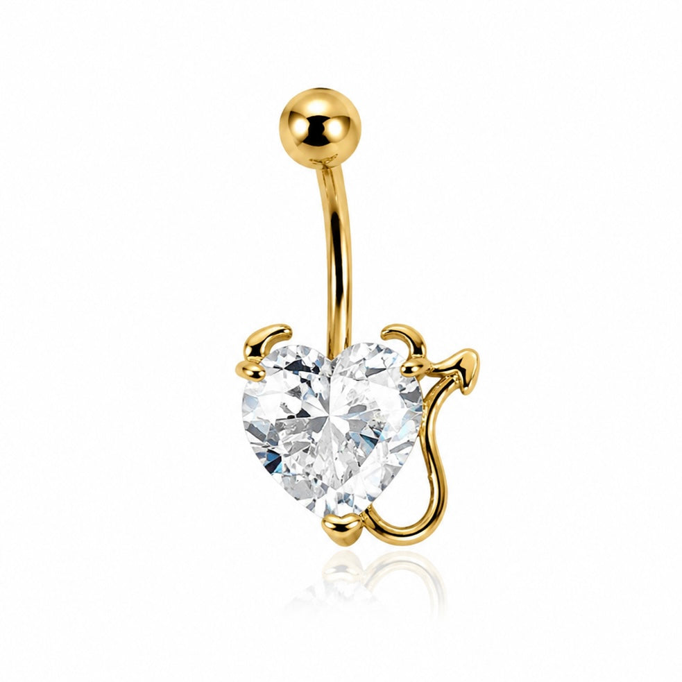 14g Gold Devil Heart Belly Ring