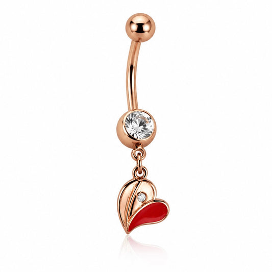 14g Rose Gold Heart Belly Ring