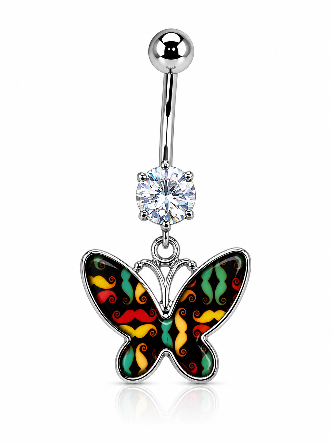 14g Surgical Steel Mustache Butterly Belly Ring