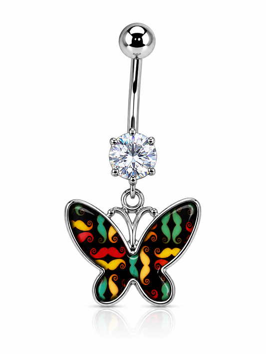 14g Surgical Steel Mustache Butterly Belly Ring