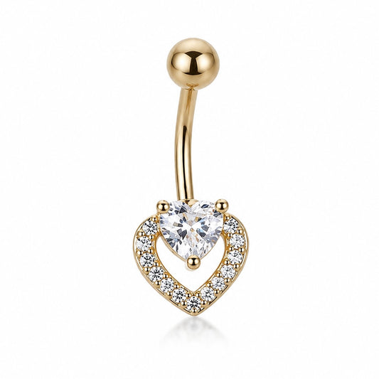14g Gold Heart Belly Ring