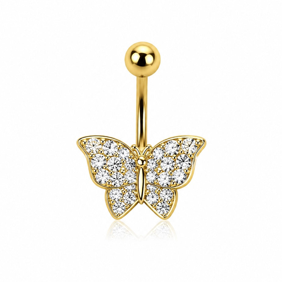14g Butterfly Belly Ring Gold