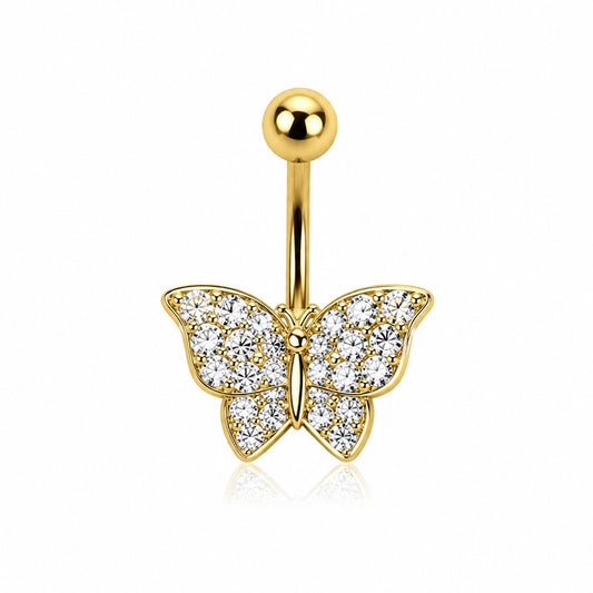 14g Butterfly Belly Ring Gold
