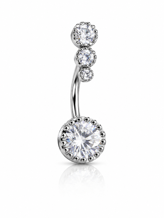 14g Tri-Jeweled Belly Ring