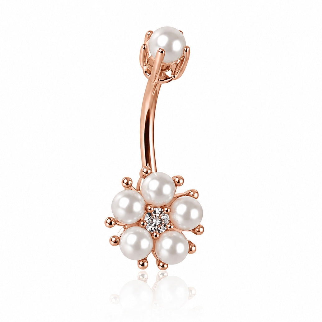 14g Rose Gold Pearl Belly Ring